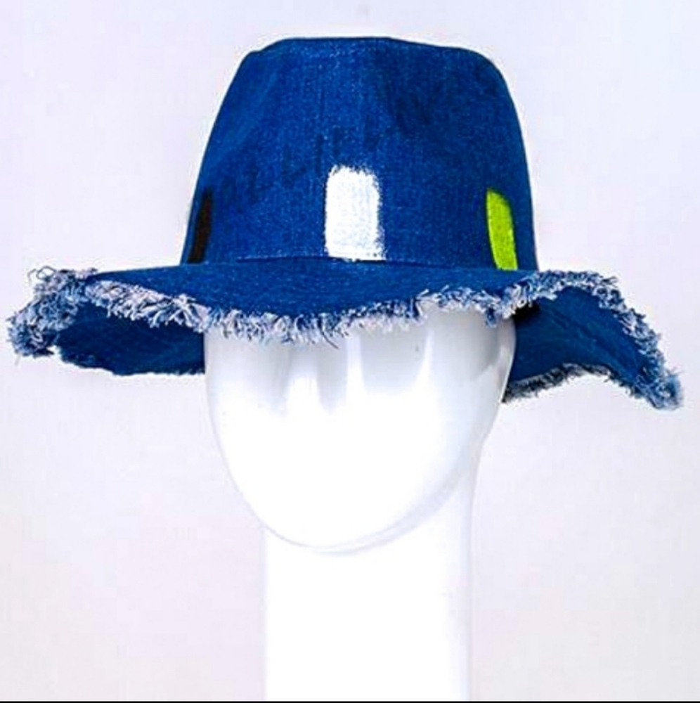JUST IN❤ FRAYED DENIM COWGIRL HAT